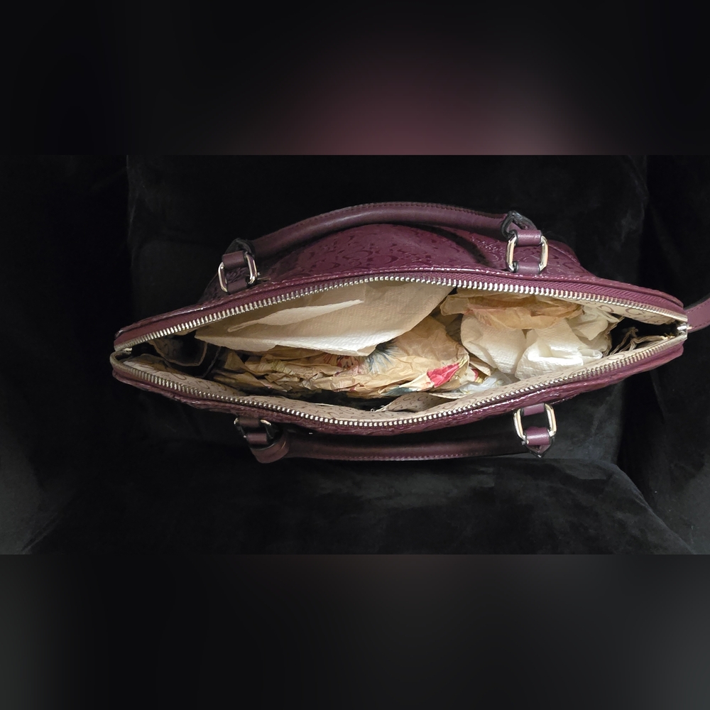 Guess Burgundy Embossed Handbag - Picture 6 of 7